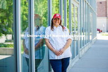 Paige Knebel poses outside the Willa Cather Dining Hall. Knebel is the ‘Chef de Cuisine’ for UNL