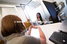 Laura Britten, Academic Navigator in the Explore Center, speaks with Swati Yadav, a sophomore studyi