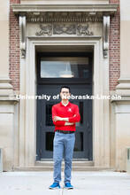 Qiang Liu, assistant professor in the School of Computing, stands in front of Avery Hall. June 26, 2