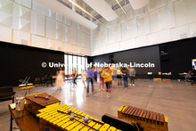 Students in the Orff Schulwerk Teacher Education Course rehearse a dance in a classroom in the Fine 