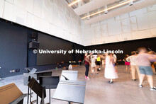 Students in the Orff Schulwerk Teacher Education Course rehearse a dance in a classroom in the Fine 