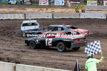 Anna Hadan drives the number 12 UNL Figure 8 racecar during the Saline County Fair in Crete, Nebrask