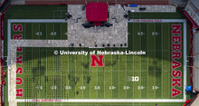 Chairs are set up on Tom Osborne Field in Memorial Stadium for Saturday’s commencement. May 6, 202