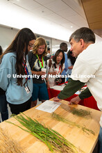 Rhea Tandon, a Science Olympiad competitor from Meyzeek Middle School in Kentucky, learns about prai