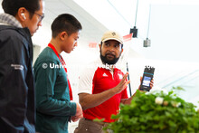 Aldi Airori, research technologist in the Department of Agronomy and Horticulture, demonstrates how 