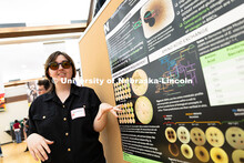 Quin Barton, a UNL senior studying biology, presents during the Summer Research Symposium. August 5,