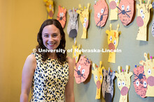 Jenna Finch, Assistant Professor of Psychology, is pictured in the UNL Children's Center. Finch has 