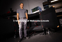 Shubhendu Bhardwaj, Associate Professor of Electrical and Computer Engineering, poses in the lab whe