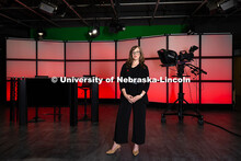 Jessica Walsh, Assistant Professor of Journalism, on the set of the College of Journalism and Mass C
