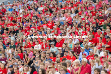 Band enthusiasts – alumni, parents, friends and fans – filled the west side of Memorial Stadium 