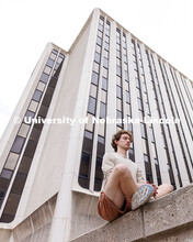 MJ Cicchinelli, a graduate student in mathematics, meditates outside of Hamilton Hall. September 19,