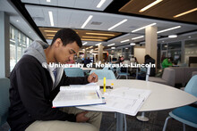 Marco Pinto, a junior biological sciences major, reads in UNL's new Adele Coryell Learning Commons o