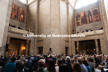 Audience members listen to the UNL Choir at the end of the State of the University address on Septem