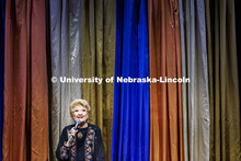 Singer Marilyn Maye sings “Happy Birthday” to Johnny Carson inside the Carson Theatre inside the