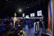 Chancellor Rodney Bennet speaks at Johnny Carson’s 100th Birthday Celebration in the Lied Center. 