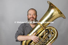 Studio portrait of Portrait of Carson McTeer, Lecturer of Tuba and Euphonium for the Glenn Korff Sch