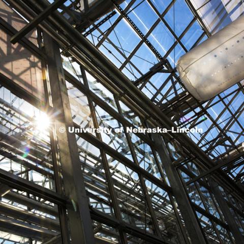 New greenhouses at Nebraska Innovation Campus will include  a section where the plants--including full size corn plants--are shuttled on a rail system and photographed by a broad spectrum camera. May 12, 2015, Photo by Craig Chandler / University Communications