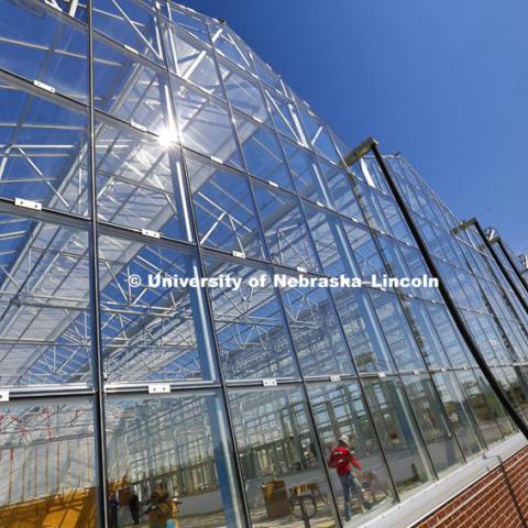 New greenhouses at Nebraska Innovation Campus will include  a section where the plants--including full size corn plants--are shuttled on a rail system and photographed by a broad spectrum camera. May 12, 2015, Photo by Craig Chandler / University Communications