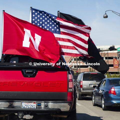 A Husker fan let's his appreciation fly. NU v. BYU. September 5, 2015. Photo by Craig Chandler / University Communications