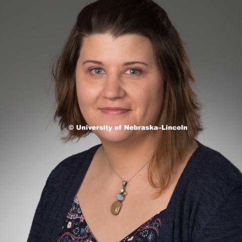 Studio portrait of Elizabeth Lorang, Library faculty/staff photo for web. May 4, 2016. Photo by Greg Nathan, University Communications Photographer.