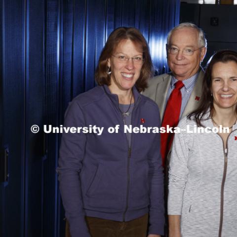 University of Nebraska researchers Melanie Simpson, Brian Larkins and Jennifer Clarke helped develop a new interdisciplinary doctoral program, Complex Biosystems, that will teach students to collect and analyze large data sets for the sake of investigating dynamics in a variety of life sciences. October 24, 2016. Photo by Craig Chandler / University Communication Photography.
