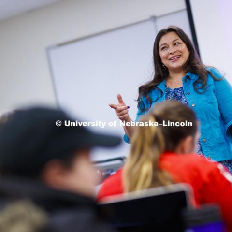 Amanda Morales teaches TEAC/ETHN 330 Multicultural Education. Morales is an Assistant Professor of Multicultural Education and English to Speakers of Other Languages (ESOL). December 1, 2016. Photo by Craig Chandler / University Communication.