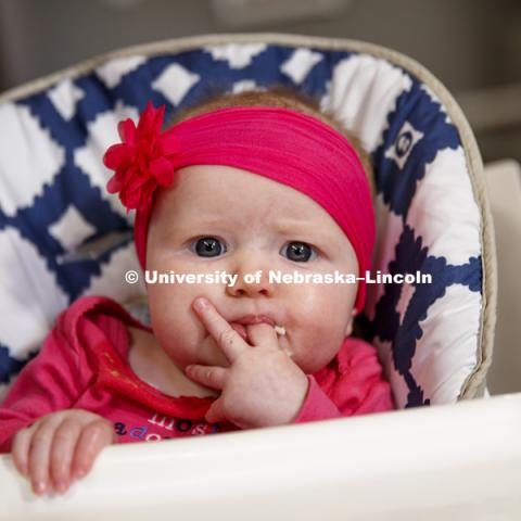 Photo shoot of babies eating for Extension presentation. February 3, 2017.  Photo by Craig Chandler / University Communication