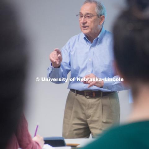 Professor, Patrice Berger, Director and Chair, University Honors Program, teaches an Honors class. April 12, 2017. Photo by Greg Nathan, University Communication Photography.