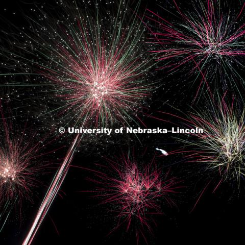 Fireworks light up the night sky. July 2, 2017. Photo by Craig Chandler / University Communication.