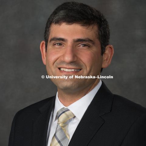 Studio portrait of Ali Tamayol, Assistant Professor, Mechanical and Materials Engineering. New Faculty Orientation. August 16, 2017. Photo by Greg Nathan, University Communication Photography.