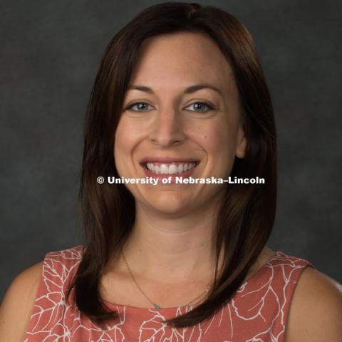 Studio portrait of Johanna Taylor, Assistant Professor, Special Education and Communication Disorders, College of Education and Human Sciences. New Faculty Orientation. August 16, 2017. Photo by Greg Nathan, University Communication Photography.