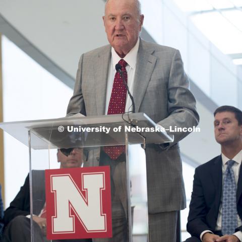 Howard Hawks helped celebrate the opening of the new College of Business Howard L. Hawks Hall. With the snip of a ribbon, dignitaries from the University of Nebraska–Lincoln welcomed in a new era at the College of Business with the grand opening of the