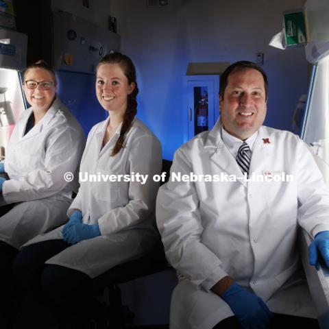 Eric Weaver, Assistant Professor in the School of Biological Sciences, Brianna Bullard, graduate student in biology, and Amy Lingel, research technician, are part of the group whose research may one day provide for a universal flu vaccine. November 1,