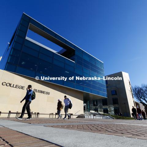 College of Business, Howard L. Hawks Hall. November 30, 2017. Photo by Craig Chandler / University Communication.