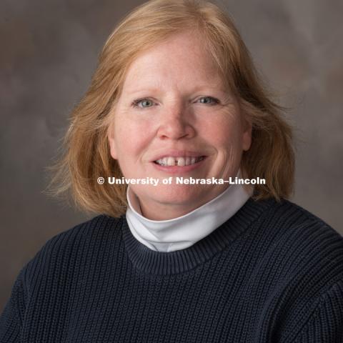 Studio portrait of Ann Tschetter, History. December 7, 2017. Photo by Greg Nathan, University Communication Photography.