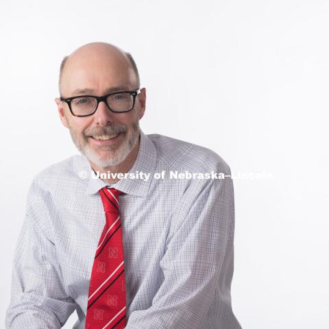 Studio portrait of Joseph Weber, Associate Professor, College of Journalism and Mass Communication. March 13, 2018. Photo by Greg Nathan, University Communication Photography.