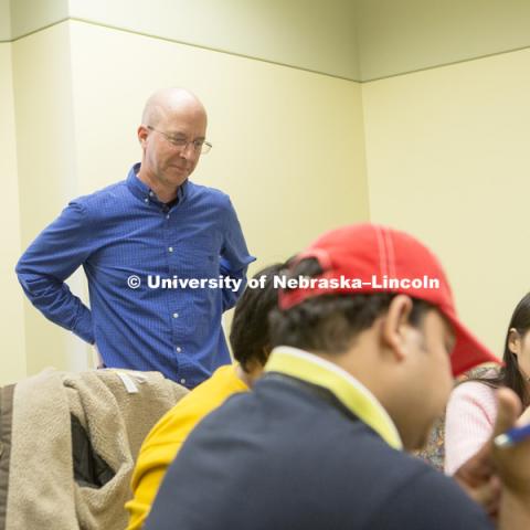 Eric Buhs teaches EDPS  - Psychology of Adolescence. April 10, 2019. Photo by James Wooldridge for University Communication.