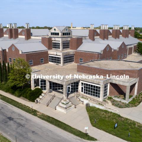 Exterior view of the Beadle Center. May 10, 2018. Photo by Craig Chandler / University Communication.