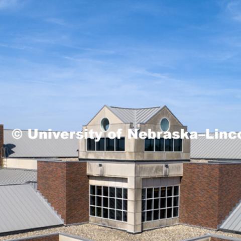 Exterior view of the Beadle Center. May 10, 2018. Photo by Craig Chandler / University Communication.