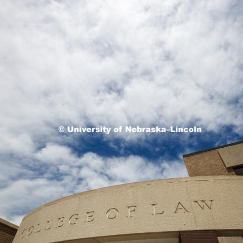 Exterior shot of McCollum Hall,  College of Law Building, May 30, 2018. Photo by Craig Chandler / University Communication.