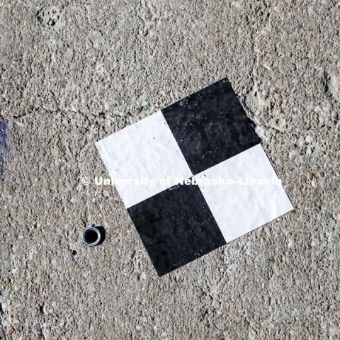 Test of bull-nose barrier for use in medians to protect cars from overpass columns. Test was at university's Midwest Roadside Safety Facility at the Lincoln airport. June 5, 2018. Photo by Craig Chandler / University Communication.