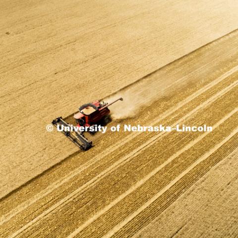 Aerials of Wheat Harvest in Perkins County Nebraska. July 10, 2018. Photo by Craig Chandler / University Communication.