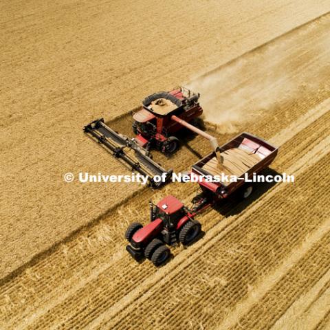 Aerials of Wheat Harvest in Perkins County Nebraska. July 10, 2018. Photo by Craig Chandler / University Communication.