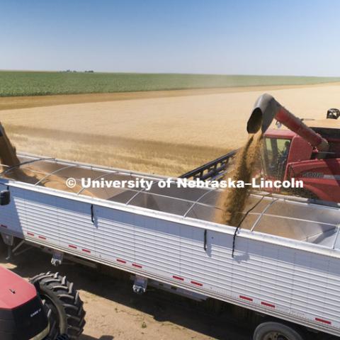 Aerials of Wheat Harvest in Perkins County Nebraska. July 10, 2018. Photo by Craig Chandler / University Communication.