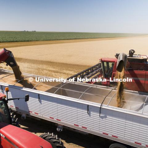 Aerials of Wheat Harvest in Perkins County Nebraska. July 10, 2018. Photo by Craig Chandler / University Communication.