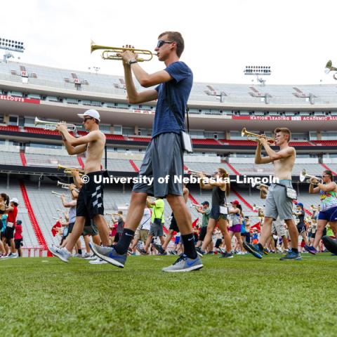 Cornhusker Marching Band practice. August 13, 2018. Photo by Craig Chandler / University Communication.