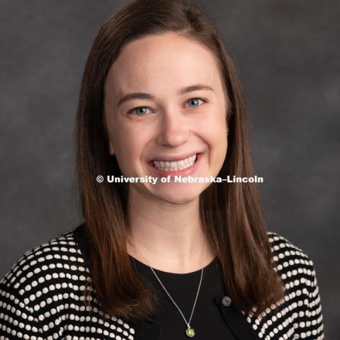 Studio portrait of Jenna Finch, Assistant Professor of Psychology. New Faculty. August 15, 2018. Photo by Greg Nathan, University Communication Photography.