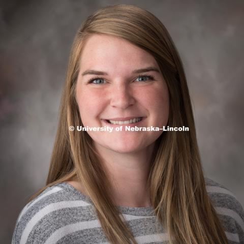 Studio portrait of Hailey Larsen, First-Year Experience and Transition Programs. September 10, 2018. Photo by Greg Nathan, University Communication.