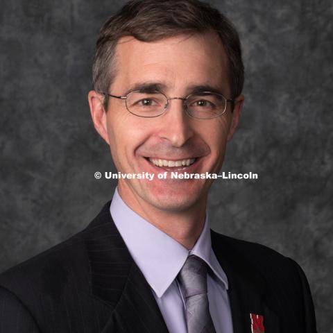 Studio portrait of Geoffrey Friesen, Associate Professor of Finance, College of Business. September 11, 2018. Photo by Gregory Nathan / University Communication.