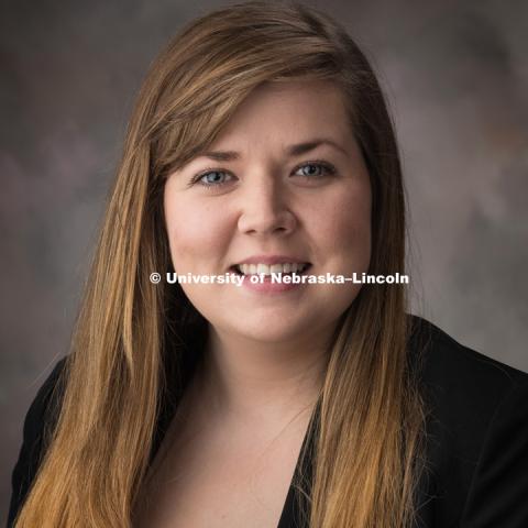 Studio portrait of Kristy Saunders, Graduate Assistant, First Year Experience and Transition Programs. September 11, 2018. Photo by Greg Nathan, University Communication Photography.